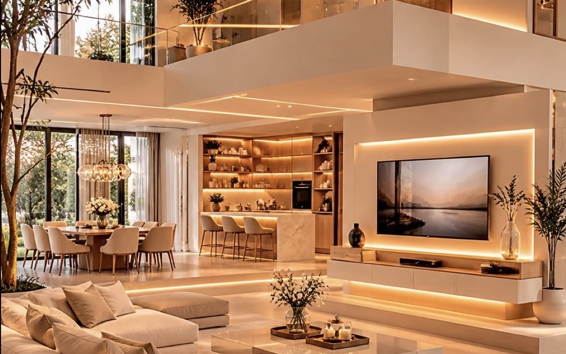 Elegant modern living room cleaned by BeeMaid